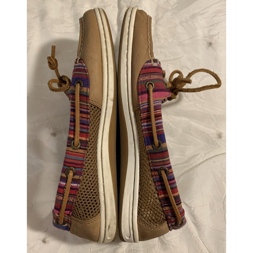 Sperry Boat Shoes Women’s 6.5 Slip On Tan Leather Multicolor